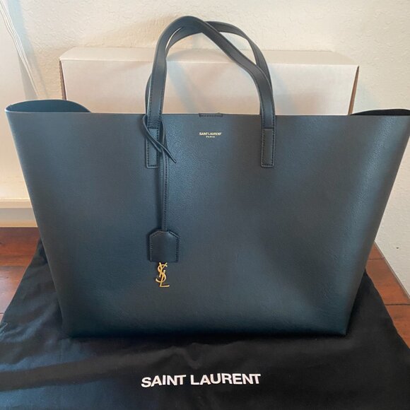 YSL SHOPPER TOTE BLACK LEATHER Authentic - Picture 6 of 16